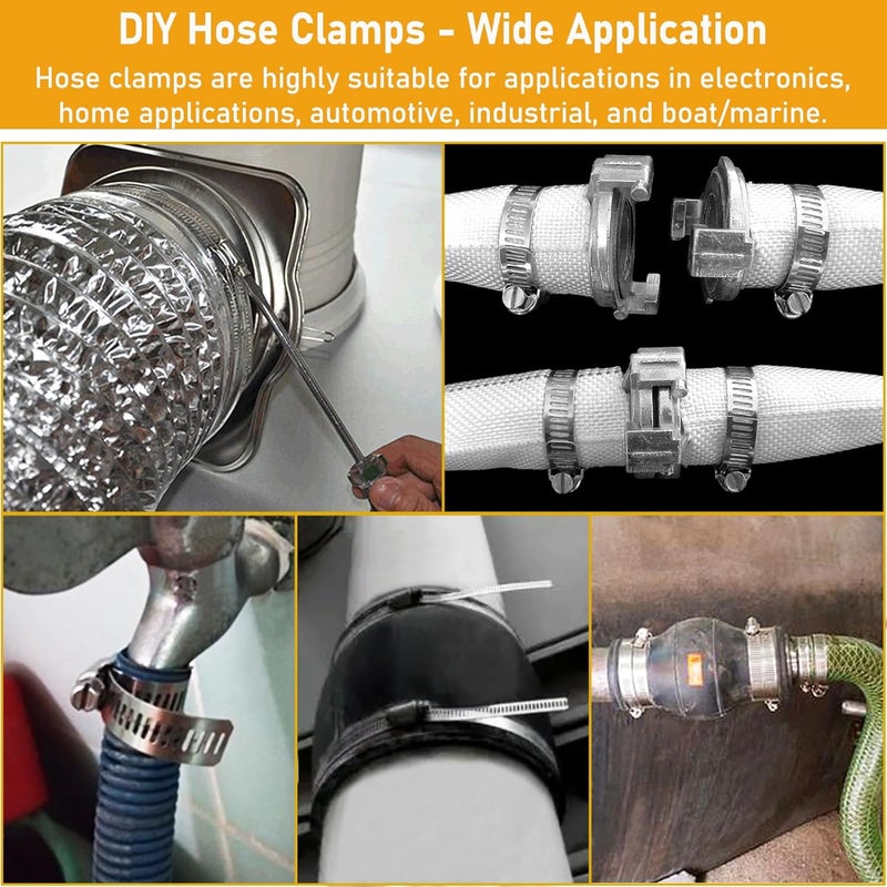 SmaringWing Hose Clamps Stainless Steel, Hose Clamp Assortment Kit, 32.81FT DIY Large Adjustable Worm Gear Metal Clamps Fuel Line Clamp with 40 Fasteners for Plumbing, Water Pipe, Radiator, Automotive, Mechanical - Image 5